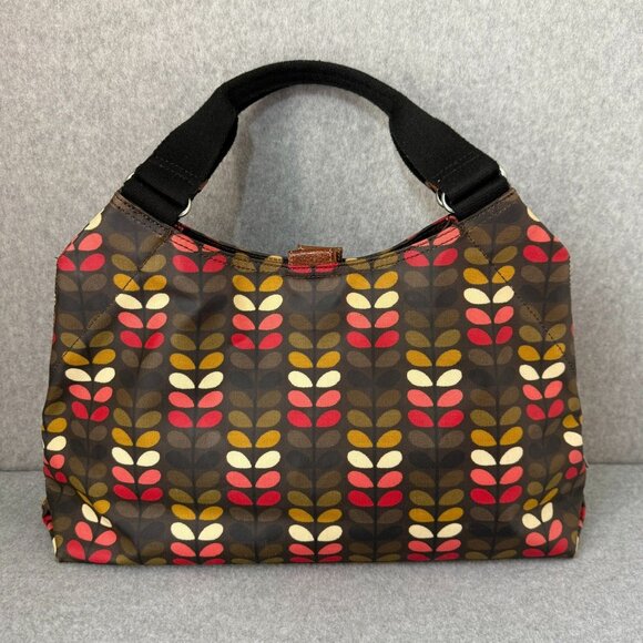 ORLA KIELY Multicolored Brown Pink Stem Print Laminate Canvas Handbag Tote Purse - Picture 6 of 16